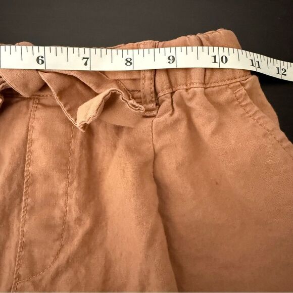 Uniqlo Shorts Girls 9-10 Years Brown Pull On Elastic Waist Linen Blend Summer - Picture 10 of 12